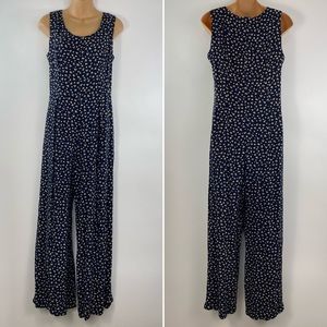 90s Vtg Navy Tan Print Romper Jumpsuit Pants Small Medium 6 Flowy Geo Tribal
